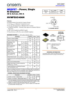 NVMFS5C406N 数据手册首页