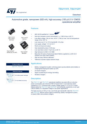 TSU111IY datasheet cover page