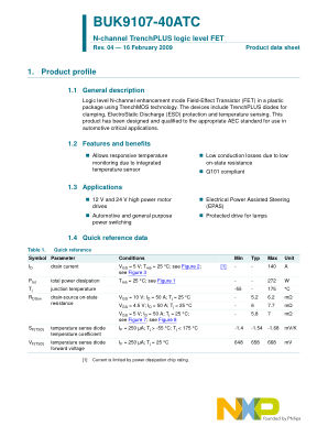 BUK9107-40ATC datasheet cover page