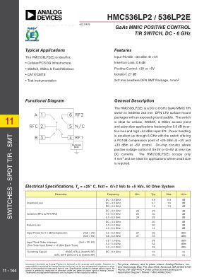 HMC536CHIPS datasheet cover page