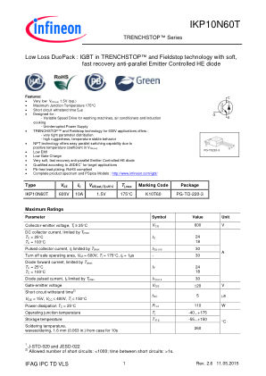 IKP10N60T datasheet cover page