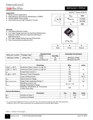 IRFS4321-7P datasheet cover page