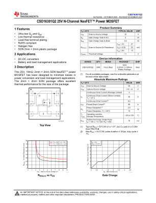 CSD16301Q2 数据手册首页
