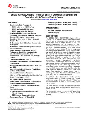 DS92LX1622 datasheet cover page