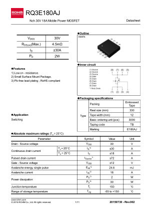 RQ3E180AJ datasheet cover page