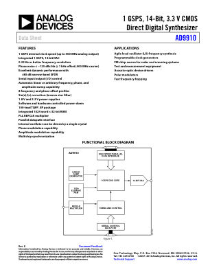AD9910 数据手册首页