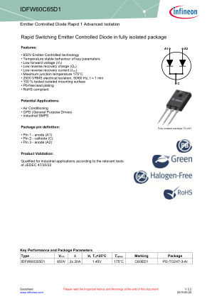 IDFW60C65D1 datasheet cover page