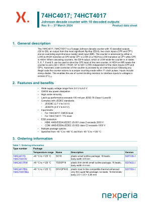 74HC4017BQ datasheet cover page