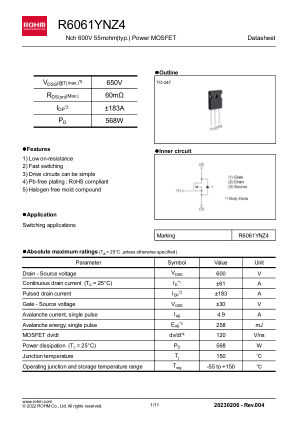 R6061YNZ4 数据手册首页