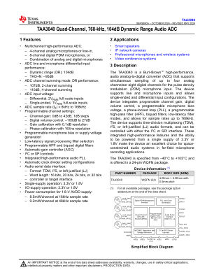 TAA3040 datasheet cover page