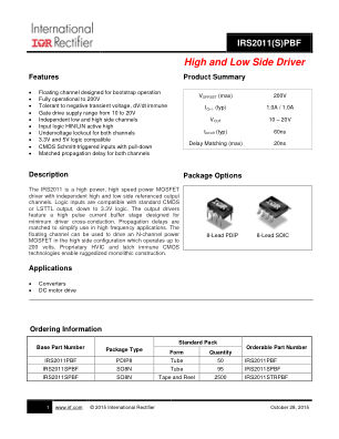 IRS2011 datasheet cover page
