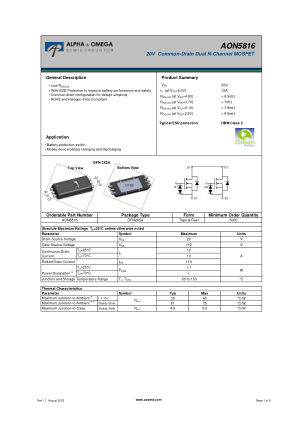 AON5816 数据手册首页