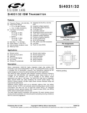 SI4032-V2-FMR datasheet cover page