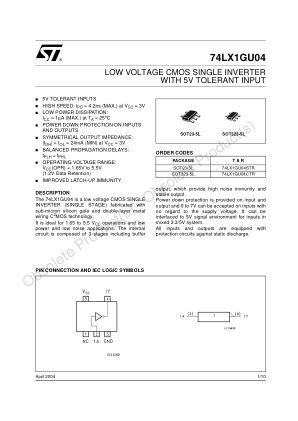 74LX1GU04 datasheet cover page