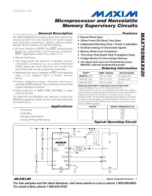 MAX792 datasheet cover page