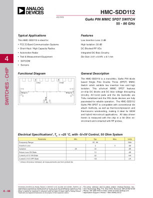 HMC-SDD112 datasheet cover page