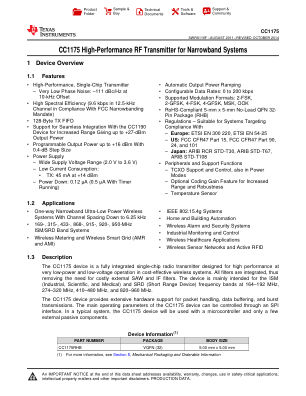 CC1175 datasheet cover page