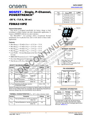 FDMA510PZ datasheet cover page