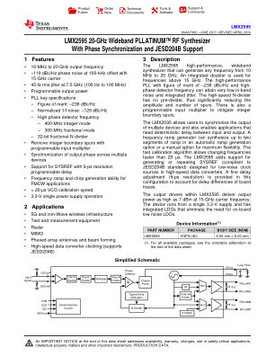LMX2595 datasheet cover page