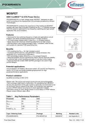 IPQC60R040S7A 数据手册首页
