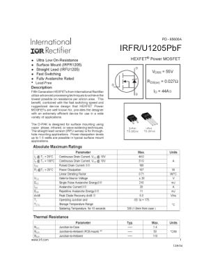 IRFR1205 datasheet cover page