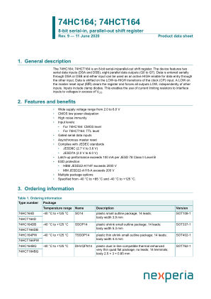 74HC164DB datasheet cover page