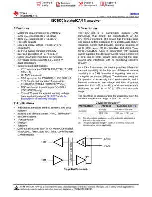 ISO1050 数据手册首页