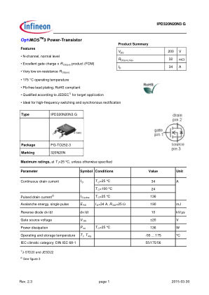 IPD320N20N3-G 数据手册首页