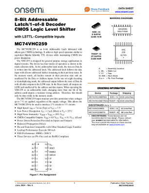 MC74VHC259 datasheet cover page