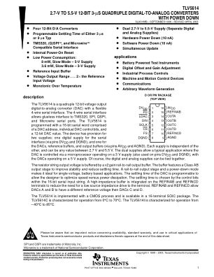 TLV5614 datasheet cover page