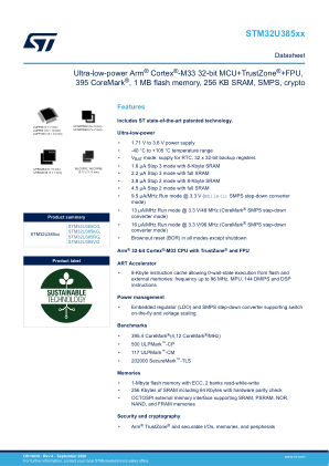 STM32U385CG datasheet cover page