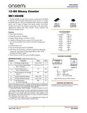 MC14040B 数据手册首页