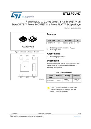 STL8P2UH7 数据手册首页