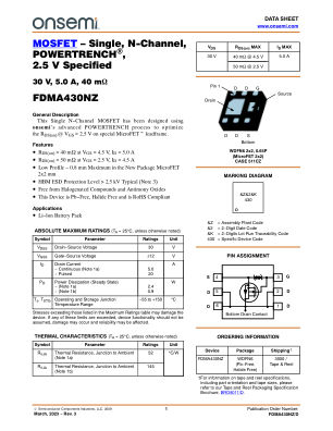 FDMA430NZ 数据手册首页