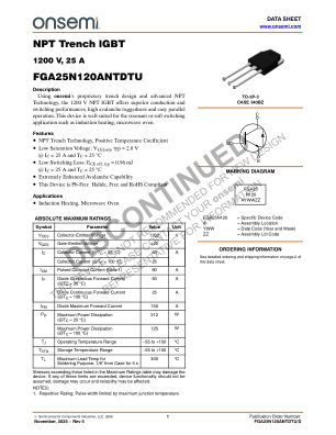 FGA25N120ANTDTU datasheet cover page