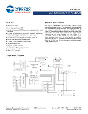 STK14C88C datasheet cover page