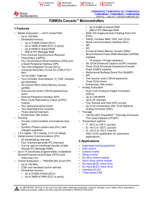 F28M35M52C datasheet cover page