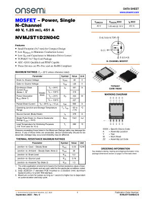 NVMJST1D2N04C datasheet cover page