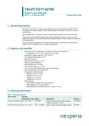 74LVC1G11GV-Q100125 datasheet cover page