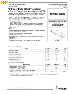 MRF6P23190H 数据手册首页