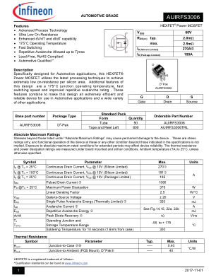 AUIRFS3006 datasheet cover page