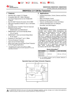 SN65HVD232 datasheet cover page