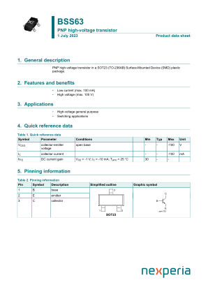 BSS63 datasheet cover page