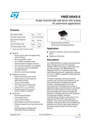 VN5E160AS-E datasheet cover page