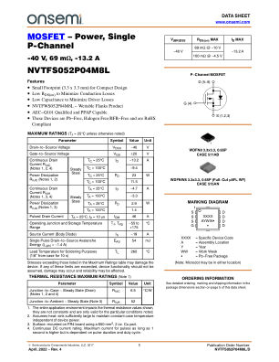 NVTFS052P04M8L 数据手册首页
