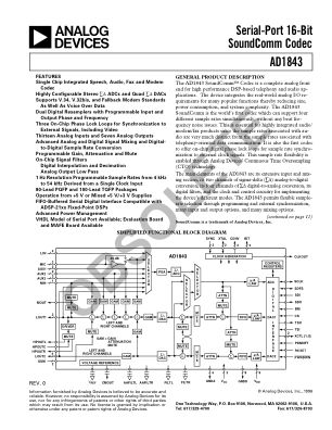 AD1843 datasheet cover page