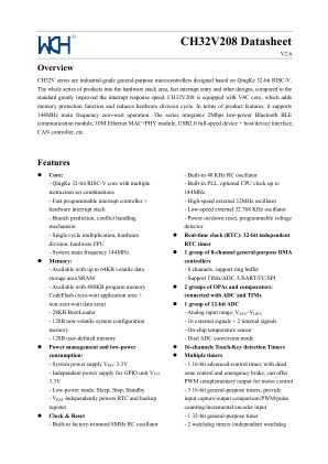 CH32V208GBU6 datasheet cover page