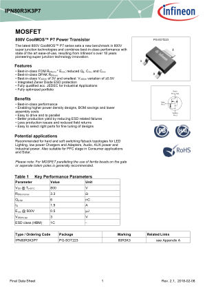 IPN80R3K3P7 datasheet cover page