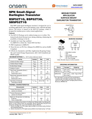 BSP52T1 datasheet cover page