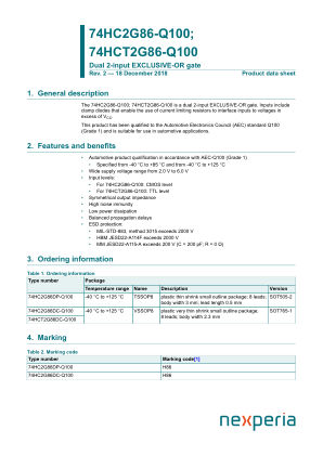 74HC2G86DP-Q100125 datasheet cover page